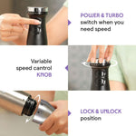 Borosil SmartBlend Hand Blender with Chopper & Whisker | 750ml Beaker & 500ml Chopper | BIS Approved Made in India | Variable Speed Control | SS 301 Blade & Detachable Blending Rod | 2 Years Warranty