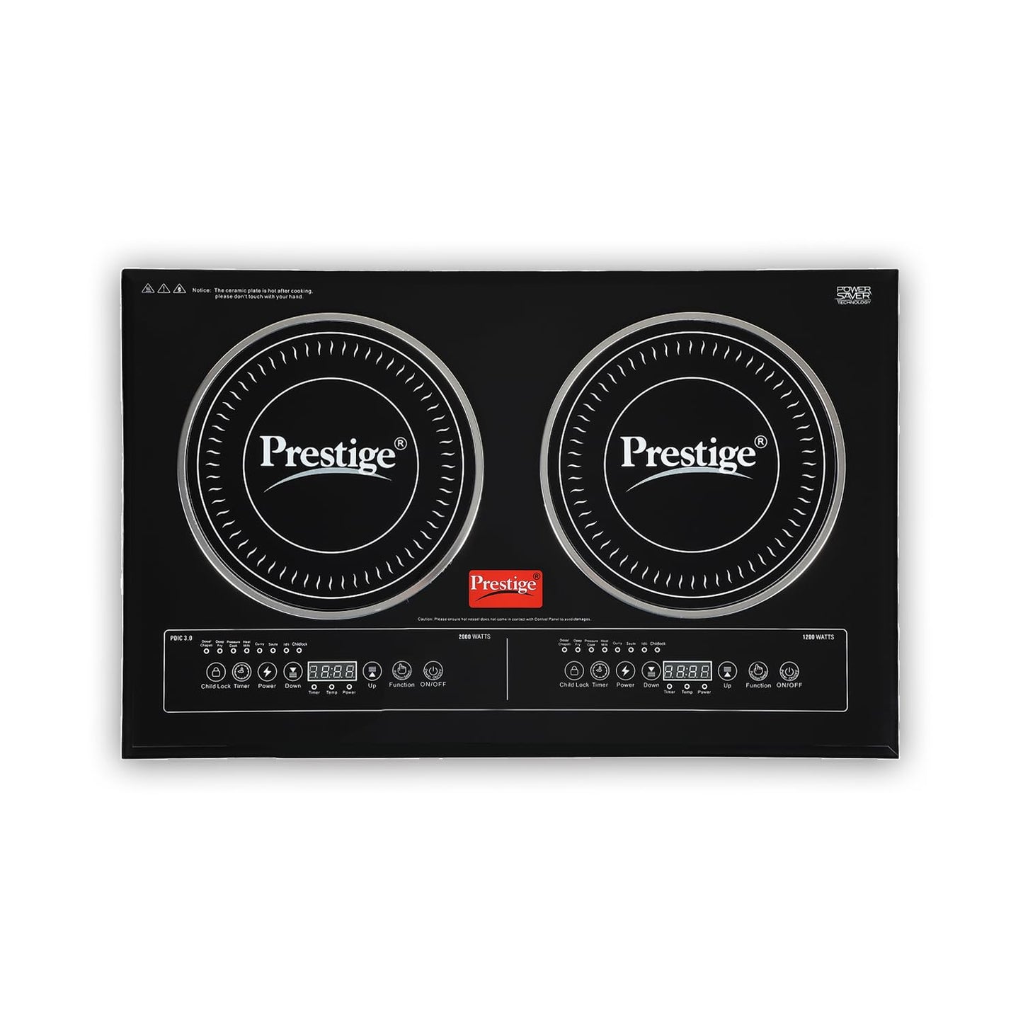 Prestige PDIC 3.0 Double Induction Cooktop(3200W, Black, 2 Burner Induction Stove)