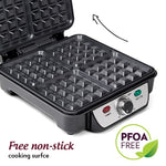 Borosil 1100W Jumbo Waffle Maker | Can Make 4 Waffles At a Time | Non-Stick Coating Plates Opens to 105°, BPA & PTFE Free | Power Indicators | 2 Year Warranty