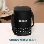 Borosil Kube Black Borosilicate Glass Lunchbox with Bag | 3 pc Square Container Set (320 ml Each) | Microwave & Dishwasher Safe, Leakproof | Tiffin for Office, School, College