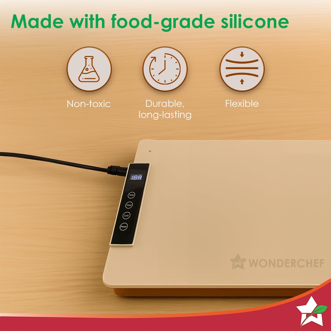 Wonderchef WonderMat Food Warming Mat, Food-Grade Silicone, for Warming Cast-iron/Stainless-steel/Ceramic/Glass/Enamelware, Warms Soup Bowls, Lunch Boxes, Baby Food, Beverages, Rollable, 2-Yr Warranty