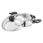 Vinod Veneto Stainless Steel Cookware Set of 3 | 1.7 Ltr Kadai, 1.5 Ltr Saucepan, 1.7 Ltr Frypan with Glass Lid | Ergonomic Hanldes | Induction Base | 2 Year Warranty - Silver