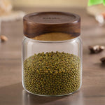 Borosil Glass Jar with Acacia Wood Lid | Borosilicate Glass Storage Jar for Dry Fruits, Spices & Snacks | Airtight Glass Container for Kitchen & Pantry (Tallwood, 600 ml)