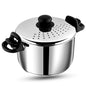 Vinod Stainless Steel Rice Pot with Strainer Lid - 4 L, 20cm | Noodles & Pasta Steamer, Rice Maker Cooker & Veggies Boiler with Locking Handles, 3-Layer SAS Induction Bottom, Small - 2 Year Warranty