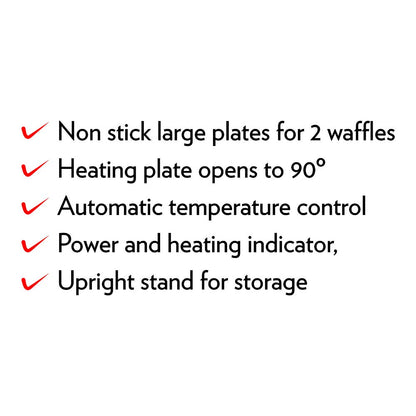 Borosil 1000W Neo Waffle Maker | Can Make 2 Waffles At a Time | Non-Stick Coating Plates Opens to 90°, BPA & PTFE Free | Power Indicators | 2 Year Warranty