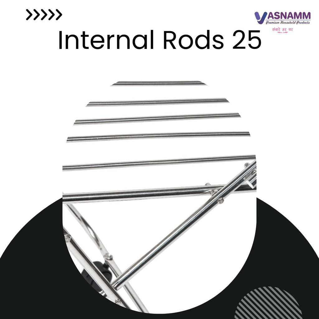 Vasnam Stainless Steel Floor Cloth Dryer Stand Butterfly Design | 25 Rods 3-Tier Foldable Laundry Drying Rack with Wheels | Heavy Duty Rustproof Clothes Stand for Home