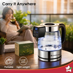 Wonderchef Crystal Tap & Flow Glass Kettle & Hot Water Dispenser, 1.7 L Borosilicate Glass Jar, Built-in Battery, Temperature Sensor & Control, Multi-purpose, Portable inside Homes, 1-Yr Warranty
