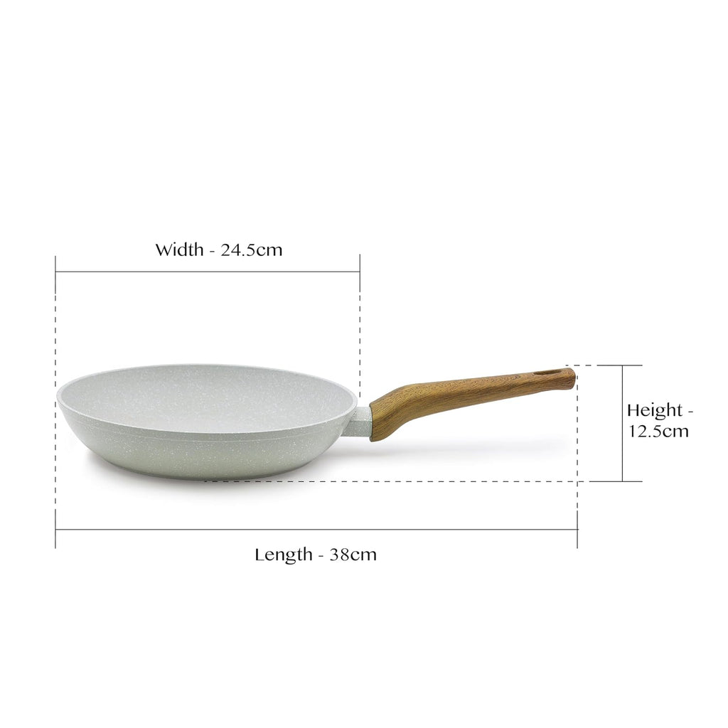 Bergner Naturally Forged Aluminum 24cm Frypan, Marble Non-Stick Coating, Less Oil Use, Scratch Resistant Frying Pan, Durable, Soft Touch Handle, Easy to Clean - Induction Bottom, Free Non-Woven Trivet