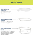 Borosil Klip N Store Glass Storage Container For Kitchen With Air-Tight Lid, Microwave & Oven Safe, Square, 520 ml, Clear