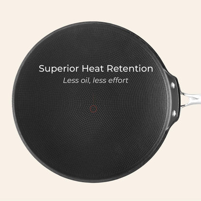 Vinod Ferona Lightweight Cast Iron Roti Tawa - 26 cm | No Seasoning Required | Naturally Stick-Free | Steel Riveted Handle | Metal Spoon Safe | Gas Stove Compatible | No PTFE & PFOA | 2-Year Warranty