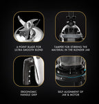Sujata MG02 Mixer Grinder|1000 Watts Double Ball Bearing Motor|25000 RPM|Non-Stop 90 Mins Running|3 Food Grade Steel Jars including 1500ml Multipurpose, 1000ml Grinder, 500ml Chutney Jar| (Black)