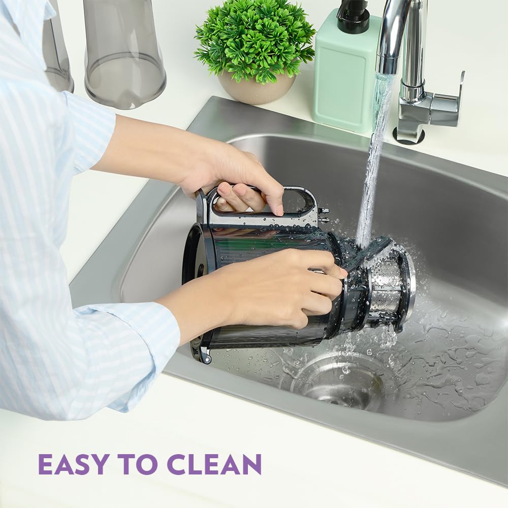 Borosil Vita Rich Cold Press Juicer | 250 Watts, 1.5 L Wide Mouth Hopper, 1 L Jug & Pulp Collector with Anti Drip Tap | Reverse Function for Pulp Cleaner, Auto Cut-Off for Safety | 2 Years Warranty