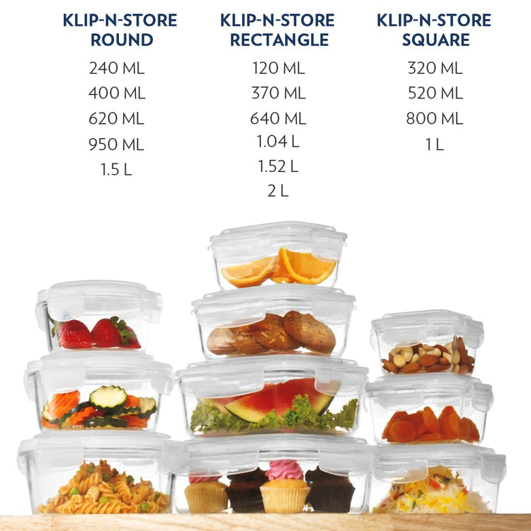 Borosil Klip N Store 240ml Round Glass Food Storage Container with Air Tight Lid | Borosilicate Glass Container for Lunchbox | Microwave & Oven Safe | Transparent