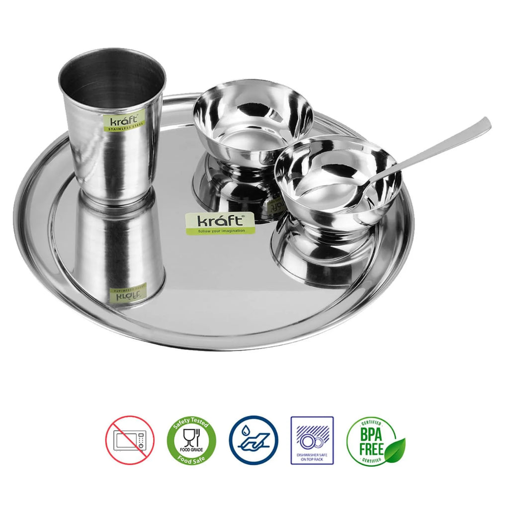Kraft Princess Classic Stainless Steel Thali Dinner Set – 5-Piece