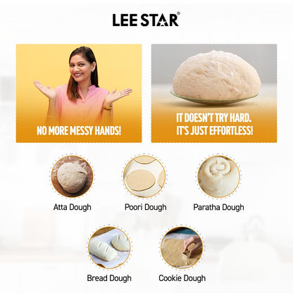 Lee Star Automatic Electric Atta Kneader, Dough Mixer Machine, Atta Kneader Machine with 3L Stainless Steel Bowl, 650W - White (LE-837)