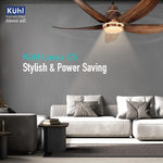 KUHL Luxus C5 1320mm Stylish 65% Power Saving BLDC Ceiling Fan with Remote | Night & Down Light | 29W | 5 Star | Low Noise | IoT –Operate via Mobile & Alexa | Reverse Mode | Free Installation | Teak