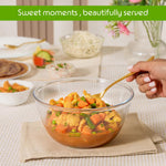 Borosil 500ml (2pc) Serving & Mixing Bowl with Lid Set | Made in India Borosilicate Glass Bowl for Kitchen & Dinning | Bowl for Mixing Dough, Salad, Batter | Microwave & Dishwasher Safe | Transparent