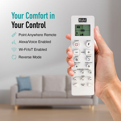 KUHL Platin D8 1500 mm Stylish 65% Power Saving BLDC Ceiling Fan With Remote | Down Light | 38W | 5 Star | Low Noise | Iot -Operate Via Mobile & Alexa | Reverse Mode | Free Installation | Teak