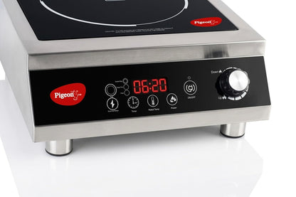 Pigeon Egnite Heavy Duty Commercial Infrared Cooktop 3500W || For Commercial, Stainless Steel Body, Dual Ring Heating, Rotary Knob Control, and Timer