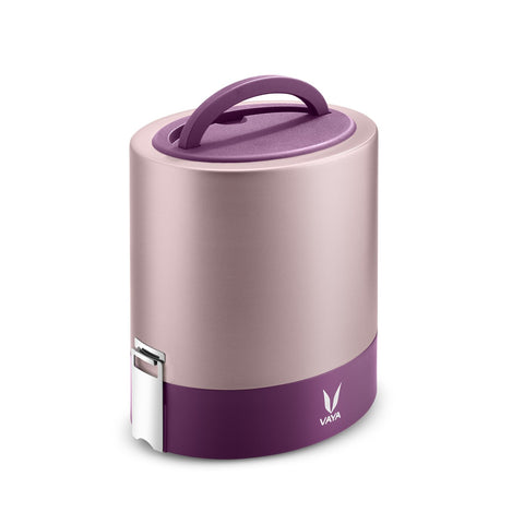 VAYA TYFFYN Lunch Box for Office for Men, with Polished Stainless Steel Containers,1000ml Vacuum Insulated Hot Lunch Box Without BagMat, Leakproof Hot Tiffin Box with 3 Compartments, Purple
