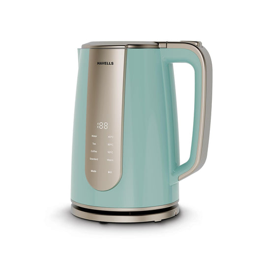 Havells CRAFT Kettle | OptiHeat Technology | Real Time Temperature Display | 12 Hour Keep Warm Function | Strix Controller for 5x Lifespan | Triple Safety Protection (Blue & Gold)
