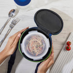 Borosil Klip n Store Lunchbox with Bag | Set of 2 (400ml Each) | Borosilicate Glass, Round, Vertical | Microwave & Dishwasher Safe, Leak Proof | Tiffin for Office, School, College