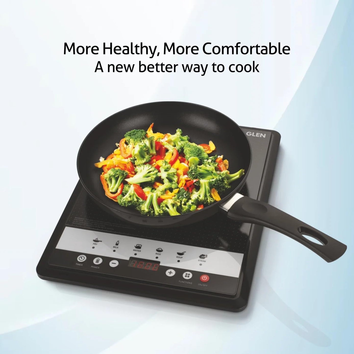 Glen 1600W Induction Cooktop SA 3070 IN – 6 Pre-Set Cooking Functions | Energy Efficient Induction Stove | Touch Control | Auto Shut-Off | Portable Electric Induction Cooker