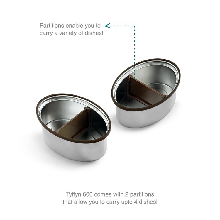 VAYA TYFFYN Lunch Box for Kids for School, Polished Stainless Steel Tiffin Box, Insulated 600ml Tiffin Box for Office for Men with 2 Leakproof Containers, Hot Lunch Box for Boys, Silver