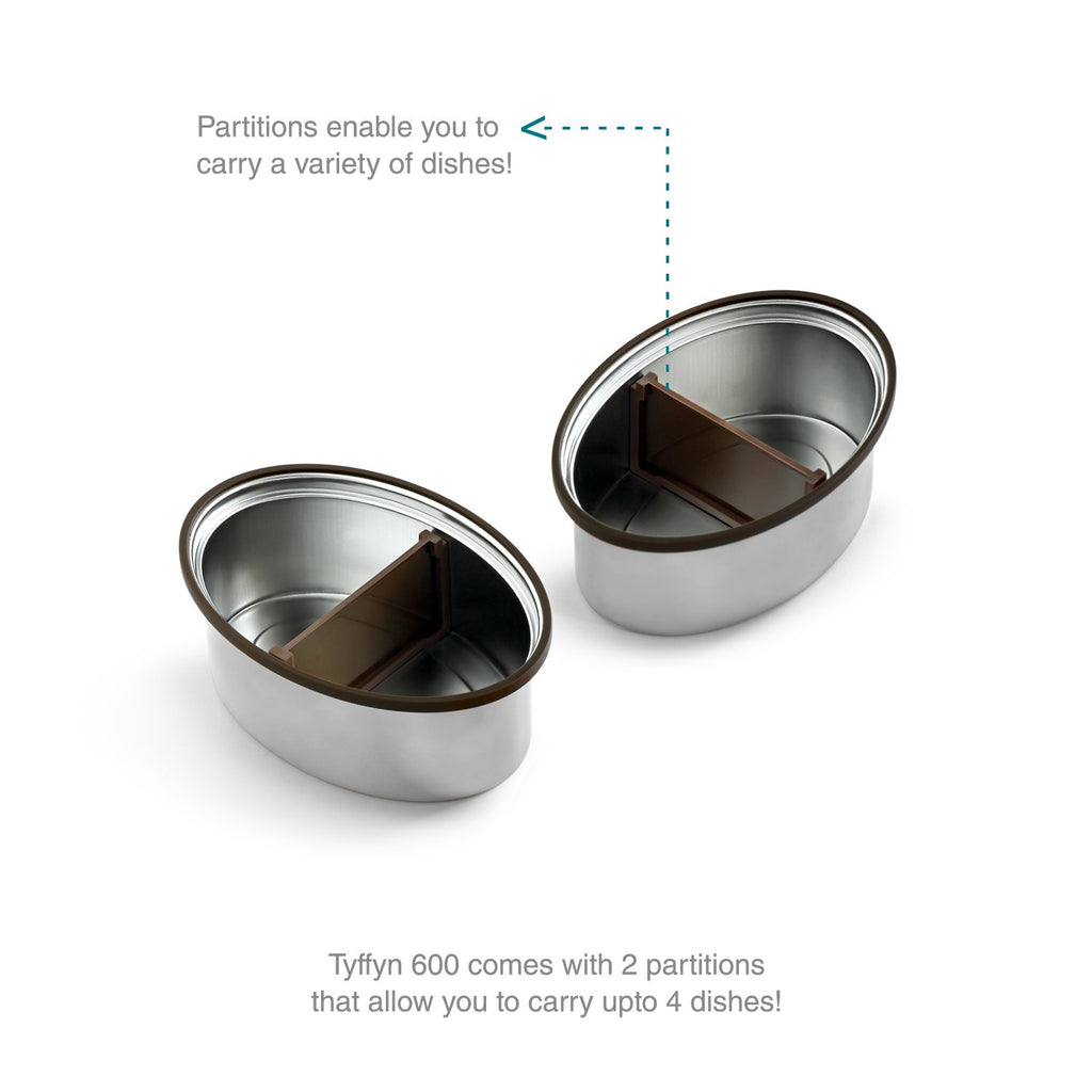 VAYA TYFFYN Lunch Box for Kids for School, Polished Stainless Steel Tiffin Box, Insulated 600ml Tiffin Box for Office for Men with 2 Leakproof Containers, Hot Lunch Box for Boys, White
