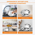 Kraft Stainless Steel Multi Kadai/Idli Maker | 5 L, 28 cm, 6 Plates | 2 Idli, 2 Dhokla, 1 Patra & Mini Idli | Induction & Gas Compatible Momo/Modak Pot | 6 in 1 Multipurpose steamer for cooking