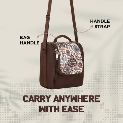 Oliveware TESO Musk Lunch Box | 3 Microwave-Safe Containers (2×420ml, 1×620ml) + 750ml Steel Bottle + 130ml Pickle Box + Steel Cutlery | Premium Carry Bag | Freezer & Dishwasher Safe (Brown)