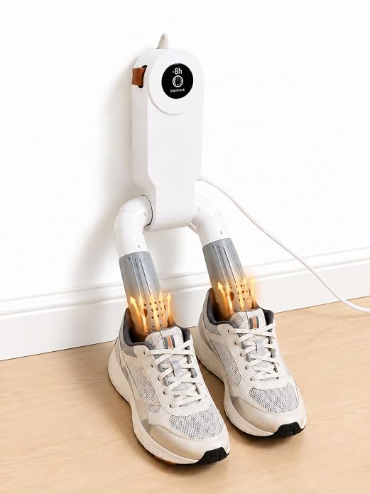 Electric Shoe Dryer with UV-C Sterilisation | 48°C PTC Heating | 360° Warm Air Circulation | Intelligent Timer & Auto Shut-Off | Foldable Portable Shoe & Boot Warmer | Odour & Moisture Remover | White