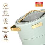 JAYPEE Luxura Klass Set Inner Steel Serving Casserole Set of 3 Toughened Glass Lid Advanced PU Insulated 100% Food Grade Lockable Hot Box Easy to Keep Roti, Pulao & More|1500, 2000, 2500 ml,Green