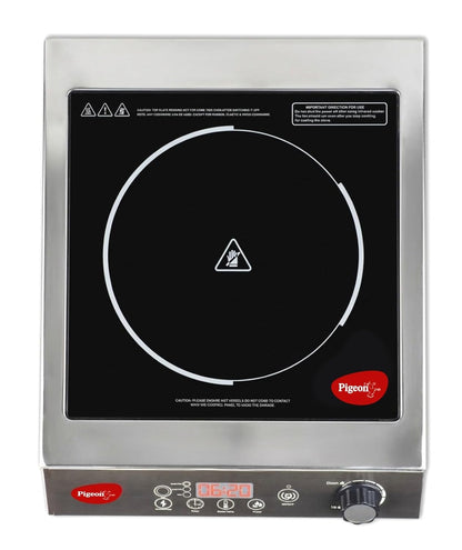 Pigeon Egnite Heavy Duty Commercial Infrared Cooktop 3500W || For Commercial, Stainless Steel Body, Dual Ring Heating, Rotary Knob Control, and Timer