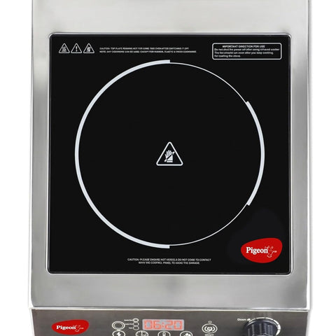 Pigeon Egnite Heavy Duty Commercial Infrared Cooktop 3500W || For Commercial, Stainless Steel Body, Dual Ring Heating, Rotary Knob Control, and Timer