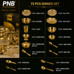 PNB Kitchenmate ZODIAC 72 Pcs Stainless Steel Dinner Set | Heavy Quality Double Wall PVD Gold Coated Dinner Set | Premium Full & Half Plates, Bowls, Glasses, Spoons & Forks | Lifetime Guarantee