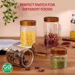 Borosil Glass Jar with Acacia Wood Lid | Borosilicate Glass Storage Jar for Dry Fruits, Spices & Snacks | Airtight Glass Container for Kitchen & Pantry (Tallwood, 600 ml)