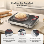 Prestige PIRC 1.0 2200 Watts Infrared Cooktop | Preset Indian Menu Options & Timer | Compatible With Any Metal Cookware With Flat Bottom | Easy to clean | Portable | Black | 1Y Warranty | BIS