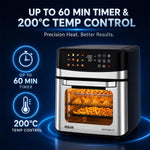 INALSA Air Fryer Oven|12L,1700W|Stainless Steel Body|12-in-1 Functions,Fry,Bake,Grill,Dehydrate&Reheat|12 Preset|Rotisserie&Convection|Dishwasher Safe Accessories|2Yr Warranty,2025Model AeroCrisp 12
