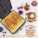 Borosil 1100W Jumbo Waffle Maker | Can Make 4 Waffles At a Time | Non-Stick Coating Plates Opens to 105°, BPA & PTFE Free | Power Indicators | 2 Year Warranty