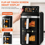INALSA Double Basket Air Fryer 2800W & 14 L (7L+7L) Large Capacity |Non Toxic,BPA Free|PFOA Food Safety Certified|Cook 2 Full Meals Together|Flip Digital Screen|NutriFry DuoSlim
