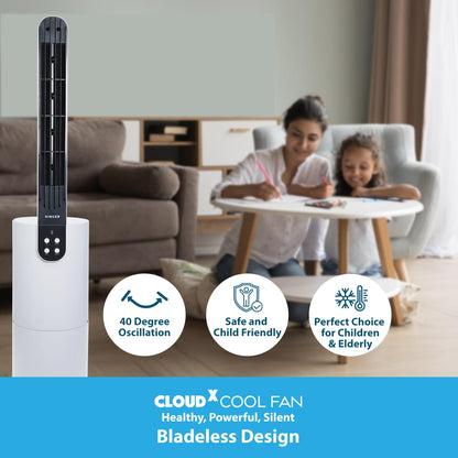 SINGER Cloudx Fan | Provides Cloud Infused Breeze | Quiet Mode Option | Powerful Airflow | Anti-Microbial Mesh Filter | Point Anywhere Remote | Portable | 3 Speed | 2 Yrs Warranty,
