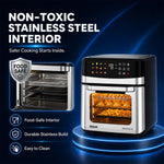 INALSA Air Fryer Oven|12L,1700W|Stainless Steel Body|12-in-1 Functions,Fry,Bake,Grill,Dehydrate&Reheat|12 Preset|Rotisserie&Convection|Dishwasher Safe Accessories|2Yr Warranty,2025Model AeroCrisp 12