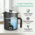 Skyline Multi-Purpose Electric Kettle with Steamer and Egg Boiler, 1.5L, 600W, Temperature Control, VTL-9091 (Black)