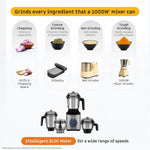 Atomberg Zenova Mixer Grinder | Unique Coarse Mode for Silbatta-like Texture | Intelligent BLDC Motor | Safety Features | 4 Jars including Chopper | Hands-Free Operation (Sand Grey)