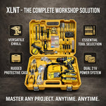 XLNT 21V Cordless Brushless Drill Set, Power Drill Kit with 2 Batteries & Charger, Impact Drill Driver with 3/8" Keyless Chuck, 25+1 Torque Settings, Complete Hand Tools Set, Sockets & Carry Case.