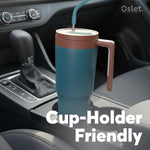 Vesta1200ml Stainless Steel Hot & Cold Tumbler | Double Insulated | BPA Free,Leak Proof | Fruit Infuser for Making Detox Water | SS Straw & Soft Handle | Use in Gym, Office & Car (Royal Green)