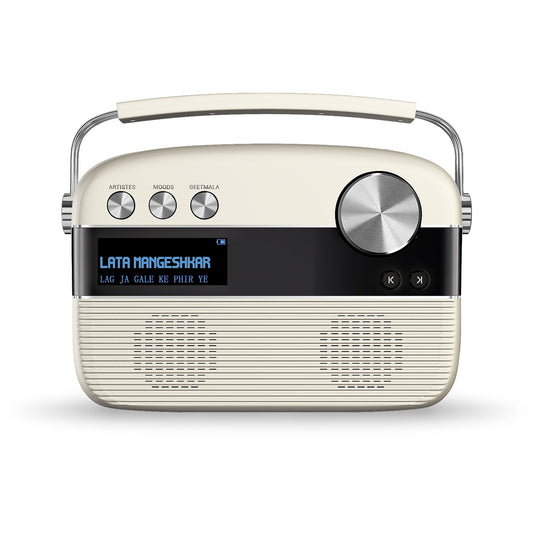 Saregama Carvaan Hindi - Portable Music Player with 5000 Preloaded Songs, FM/BT/AUX (Porcelain White)