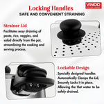Vinod Stainless Steel Rice Pot with Strainer Lid - 4 L, 20cm | Noodles & Pasta Steamer, Rice Maker Cooker & Veggies Boiler with Locking Handles, 3-Layer SAS Induction Bottom, Small - 2 Year Warranty