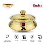 Rudra Safari Hammered Gold Double Walled Stainless Steel Casserole, | PU Insulated | Hot & Cold | Hygiene | Odourless|Easy to Carry|(4 Litres)
